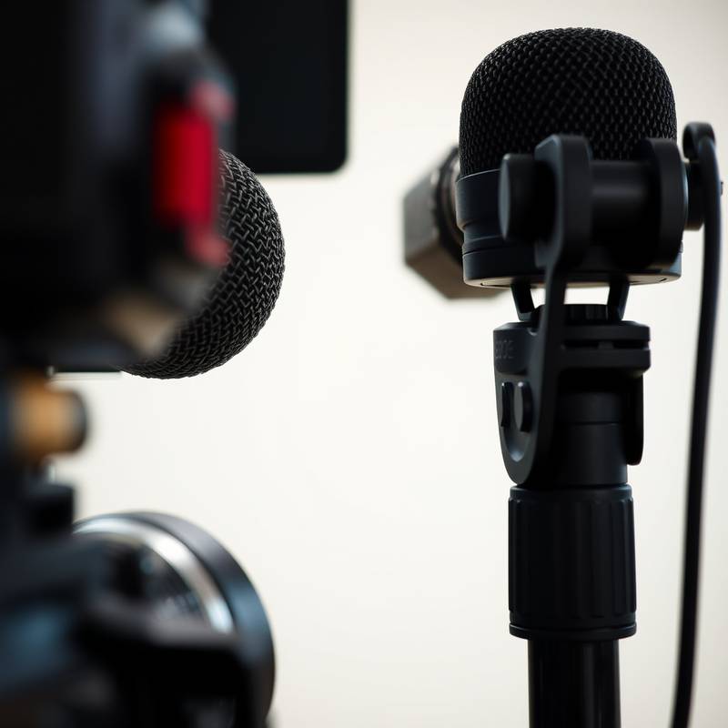 Billede af mikrofoner og lydudstyr til videoproduktion